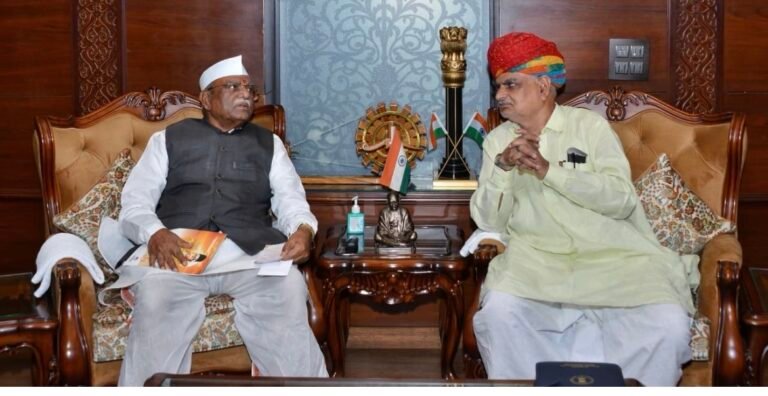 नगरीय विकास मंत्री झाबर सिंह खर्रा ने राज्यपाल हरिभाऊ बागड़े से की शिष्टाचार भेंट